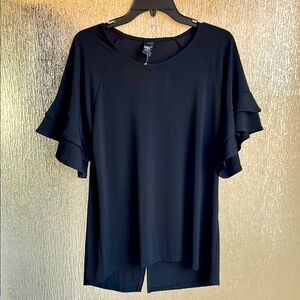 Small-Medium Black Ruffled Sleeve Top